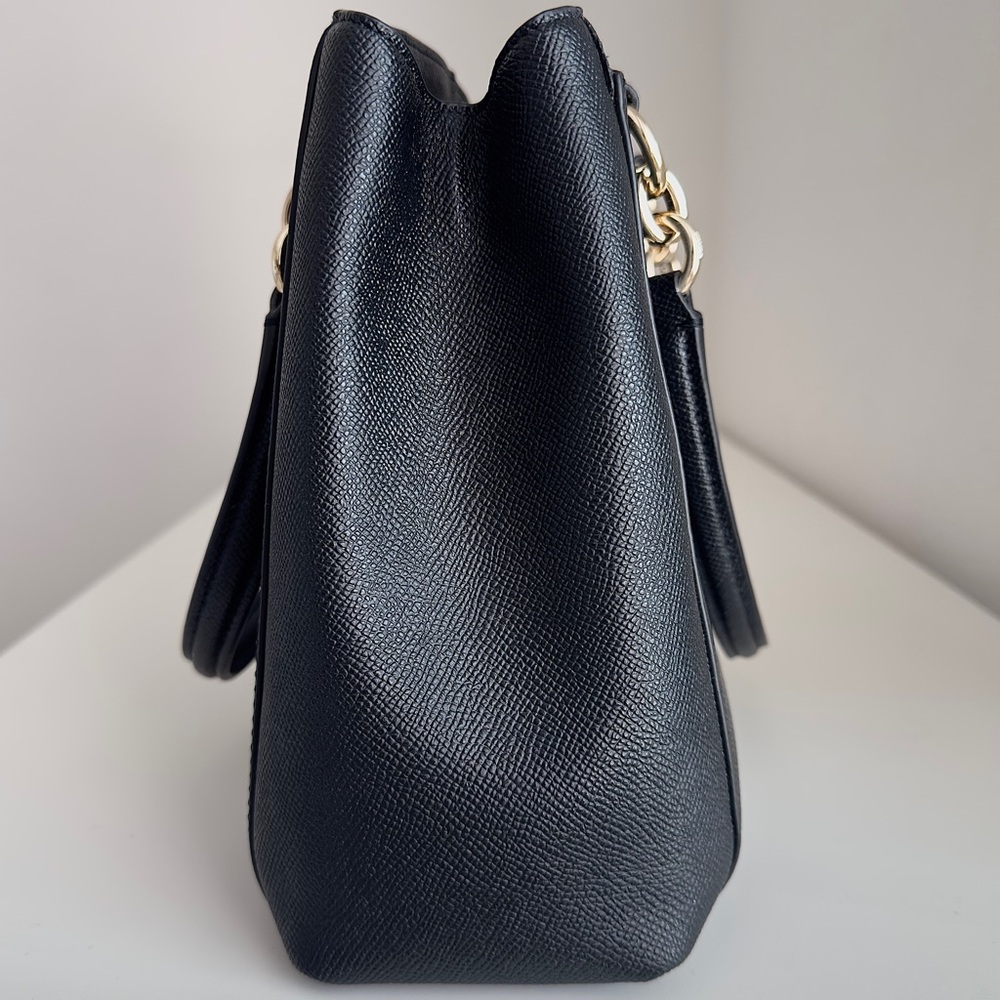 NWOT Coach Minetta Crossbody Satchel Crossgrain Leather Ebony Black Noir Gold - Picture 7 of 10
